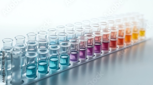 Colorful Assorted Chemical Samples in Test Tube Rack for Comparative Analysis