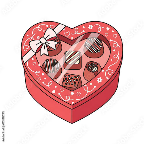 Heart Shaped Chocolate Box Valentine Icon Illustration