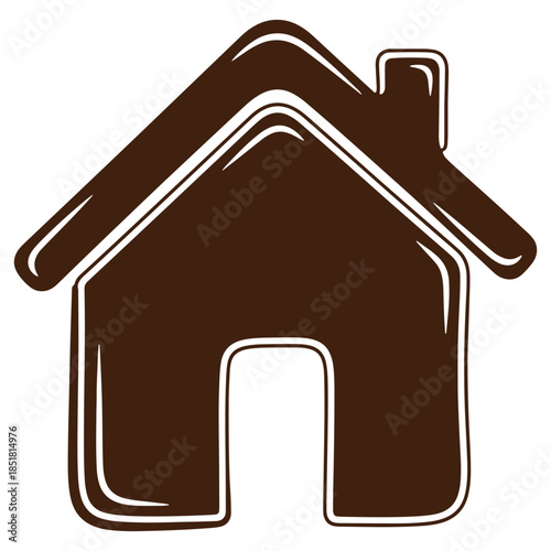Brown house icon with chimney and triangular roof simple home illustration for design and web use