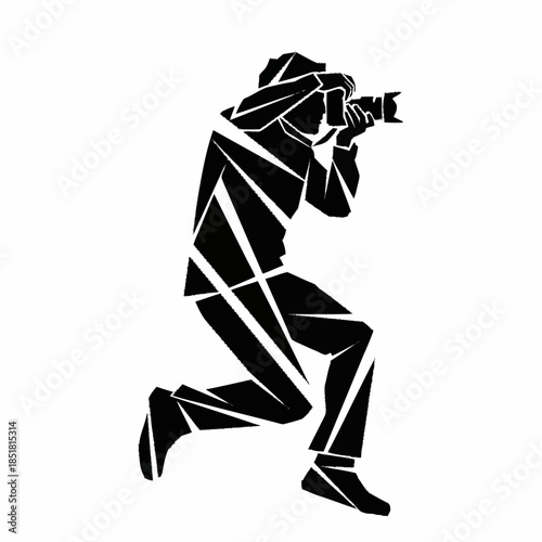 Geometric silhouette of a photographer capturing a moment.