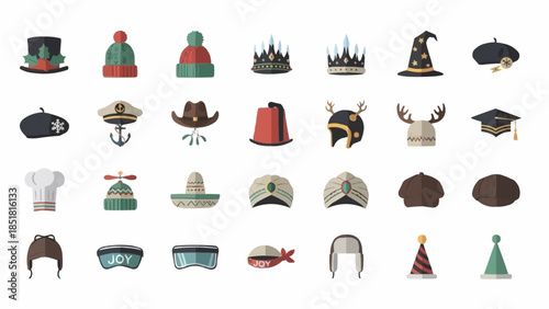 Collection of Diverse Headwear and Hats for Various Occasions.