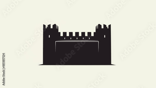 Silhouette of a Medieval Castle Wall with Battlements.