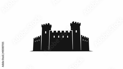 Medieval Castle Silhouette Icon Symbol.
