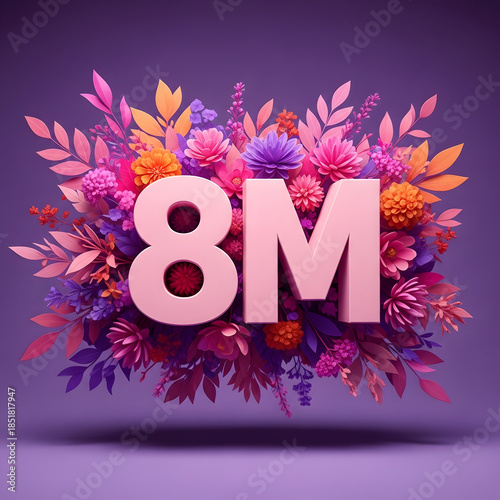 8M" Floral Arrangement Celebrating International Women's Day international womens day