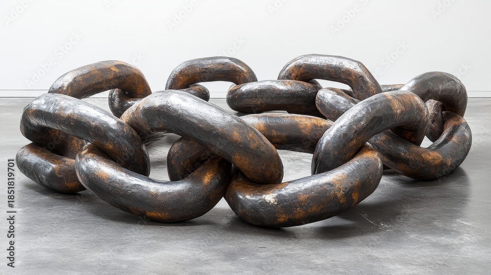 Fototapeta premium Intricate Sculpture of Interlinked Chains Symbolizing Strength and Unity