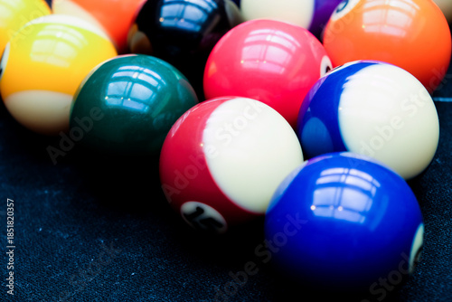 Billiard balls on the table, close-up