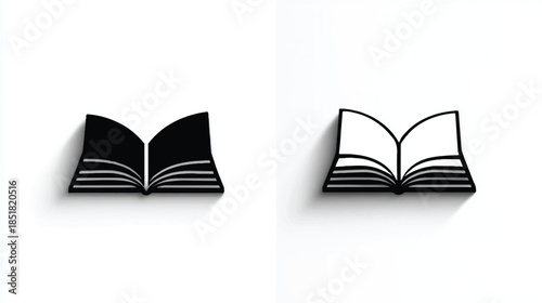 open book icons with shadows on white background
