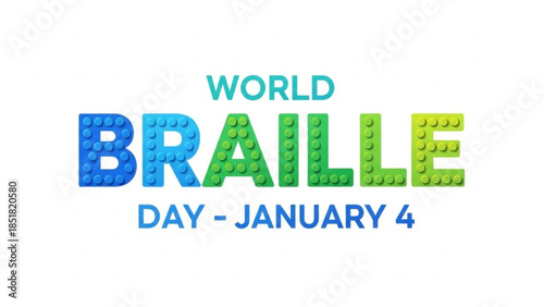 World Braille Day: A vibrant graphic highlighting World Braille Day on January 4th, promoting awareness of accessibility and inclusivity. 