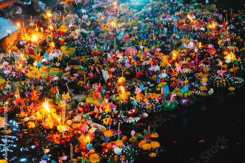Loi Krathong festival,  Loy Krathong Day is one of the most popular festivals of Thailand celebrated annually on the Full-Moon Day of the Twelfth Lunar Month.
