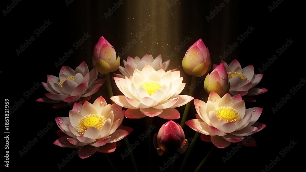 Fototapeta premium Beautiful Pink Lotus Flowers in Bloom.