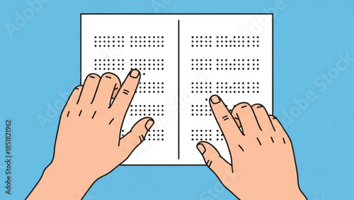 Touch of Insight: A person's hands delicately explore the world through the raised dots of Braille. A testament to knowledge access