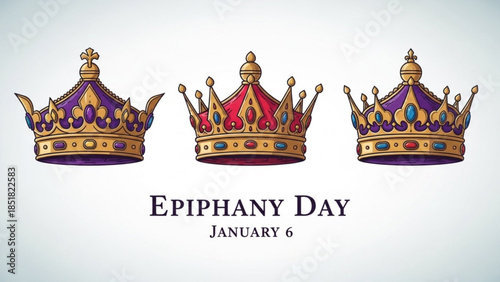 Majestic Crowns for Epiphany: A regal assortment of golden crowns, each adorned with exquisite jewels, symbolizing the Epiphany with elegance and grace.