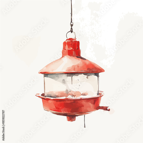 red_chicken_feeder_A vectorized, Hand-painted style, vector set available in EPS An Elegant watercolor painting design collection
