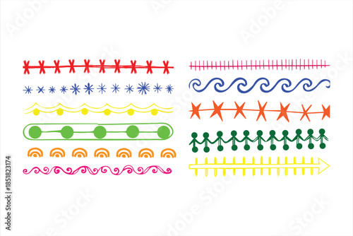 Colourful seamless stitch embroidery border texture vector craft fashion thread design