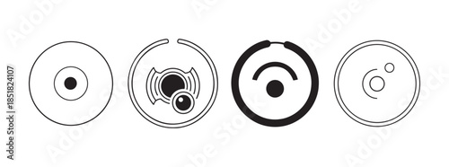 Minimalist collection of eye, camera lens, and target vector icons for design