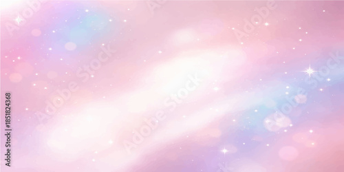 Abstract pink background with soft light bokeh and bright glitter sparkles creates a magic holiday wallpaper design featuring a blurred celebration pattern with pink vector art circles