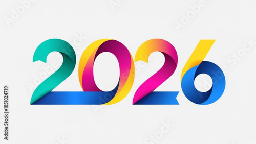 2026: A vibrant and colorful design marks the anticipation of the year 2026, using fluid shapes to create a futuristic and modern feel.