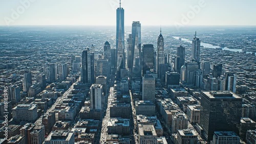 Aerial View of Philadelphia Pennsylvania Cityscape with Skyscrapers.