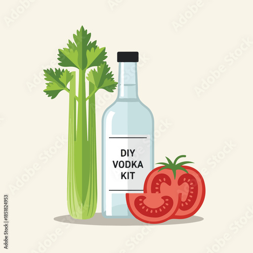 DIY Vodka Kit with Tomato and Celery.