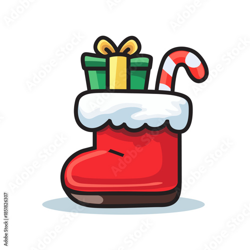 Christmas Stocking with Gifts Flat vector