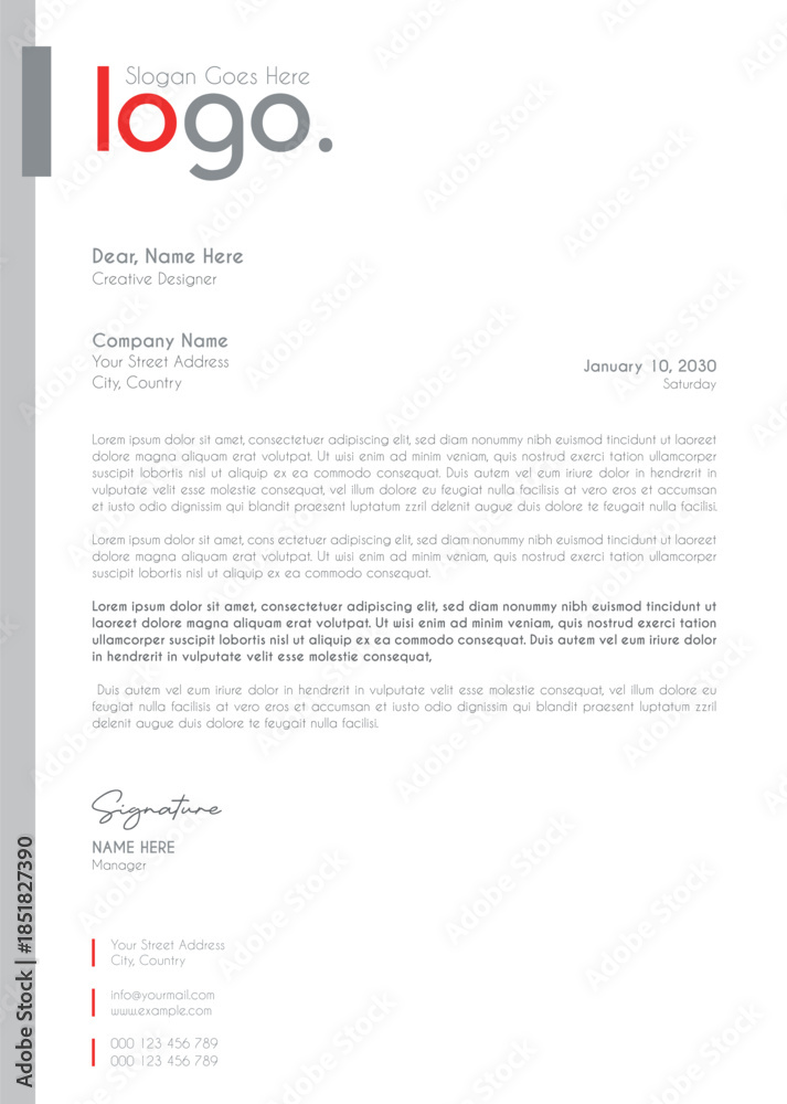 Obraz premium Creative Clean Corporate Letter Head Template