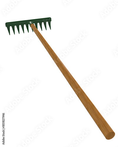 Wooden handle garden rake illustration high resolution transparent png photo