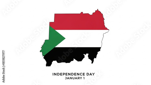 Sudan Independence Day: The outline of Sudan, a nation rich in history, adorned with its national flag, symbolizes unity and independence. A solemn commemoration of freedom and national pride.