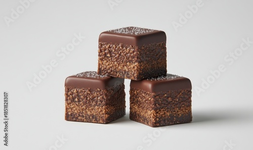 Stacked chocolate cubes dessert sweet treat confection pastry delight