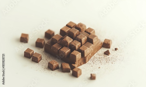 Stacked chocolate cubes still life sweet dessert food photography