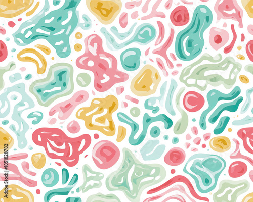 Colorful Abstract Pattern Featuring Organic Shapes and Fluid Forms, png, isolated on transparent background, Perfect for Modern Design and Artistic Inspiration