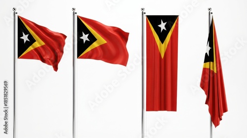 Free Download flag of timor-leste render isolated on white background - GFXLoad