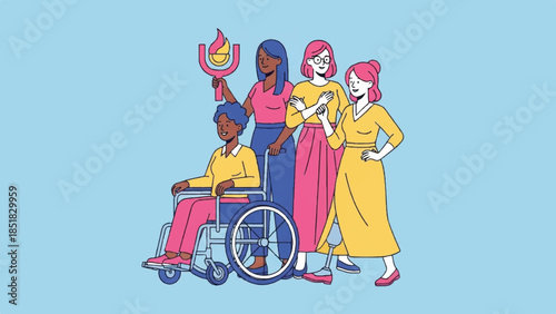 Diverse group of women standing together, representing strength, unity, and empowerment in various forms