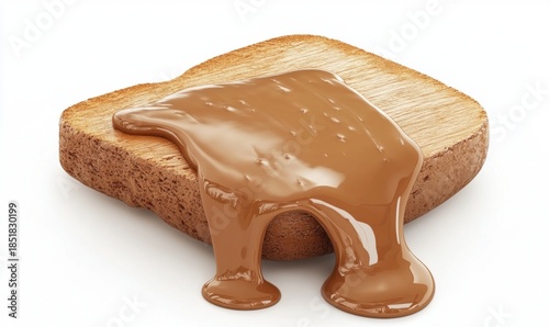 Toast with sweet chocolate spread breakfast treat food photography
