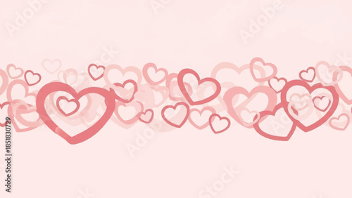 A soft pastel background with overlapping pink and white heart shapes in a horizontal band, evoking love and affection for Valentine's Day or romantic celebrations