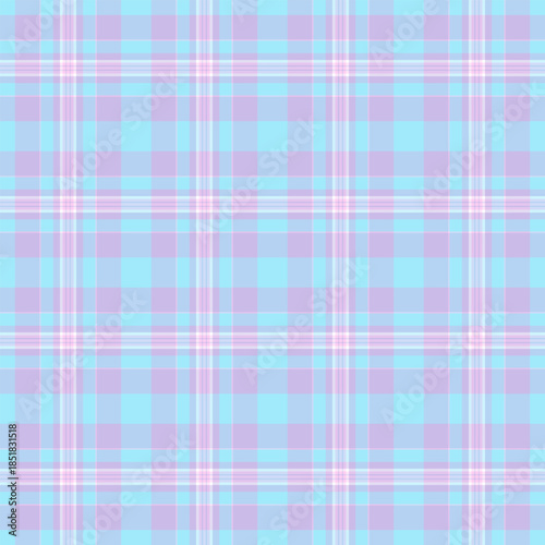 Popular vector plaid pattern, italian textile fabric texture. Beautiful seamless check tartan background in light and cyan colors.