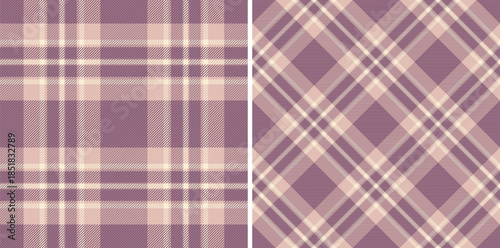 Seamless tartan check of background textile vector with a pattern fabric texture plaid. Set in coffee colors. Cloth material types.