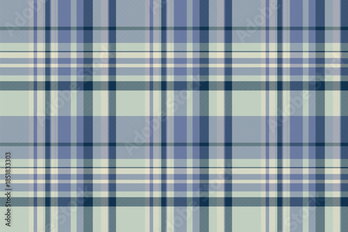 Menswear check vector seamless, easter background plaid fabric. Overlayed tartan textile pattern texture in blue and white colors.