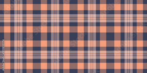 Amazing vector plaid seamless, swatch texture pattern background. Ethnicity tartan textile fabric check in blue and orange colors.