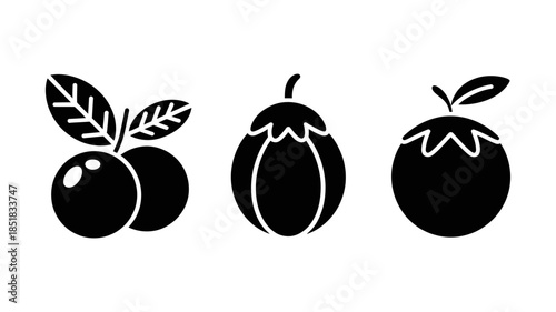 Diverse silhouettes of fruits and vegetables representing healthy produce and nature's bounty