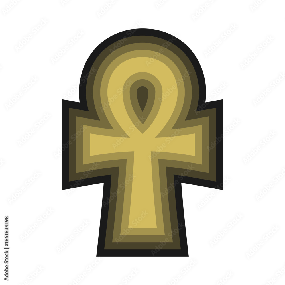 Obraz premium Gold Black Concentric Ankh Cross Symbol