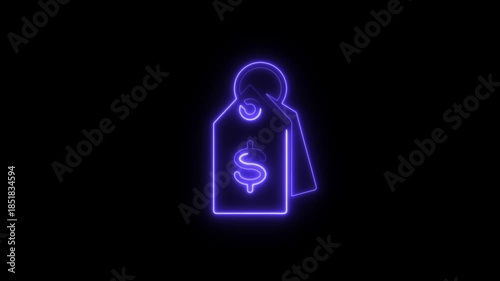 Purple Neon Dollar Sign Price Tag Icon image photo
