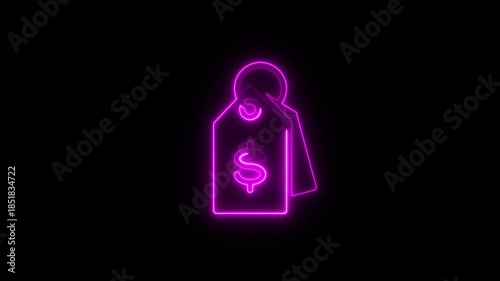 Pink Neon Dollar Sign Price Tag Icon image photo