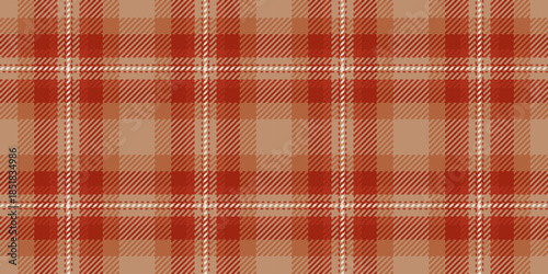 Carpet tartan vector pattern, 20s fabric background seamless. Model textile plaid texture check in orange and red colors.