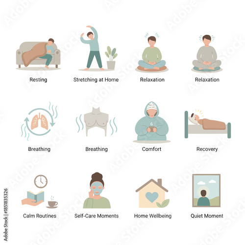 Wellness and Self Care Activities Illustration Set