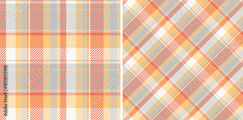 Textile background check of fabric tartan vector with a plaid seamless pattern texture. Set in coffee colors for curtain design trends.