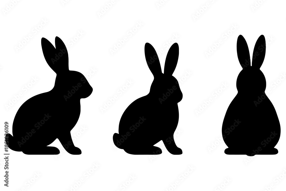 Fototapeta premium vector illustration of rabbit, Easter Bunny Silhouettes Vector Illustration