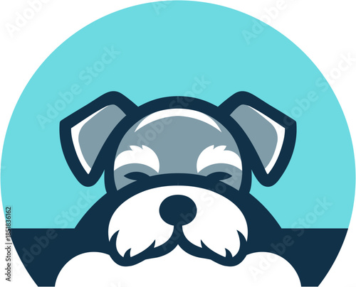 Stylized Sleeping Dog Illustration, Blue Outline