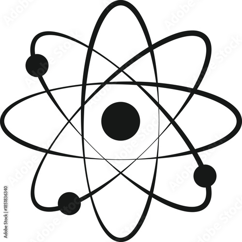 Nuclear Power Icons. Atom structure graphic design. Scientific Research Icons. Data and biotechnology design elements
