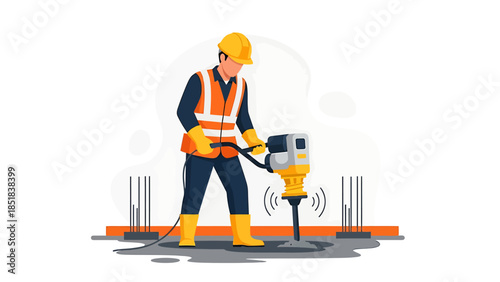 Construction worker operating a heavy duty compactor machine.