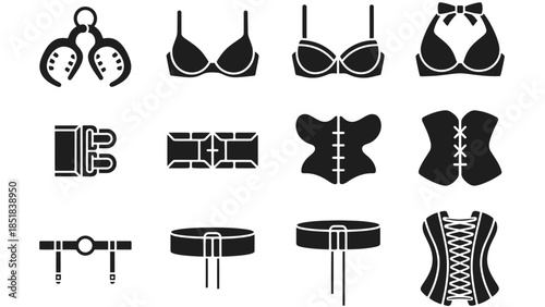 Variety of women's lingerie and corsets on display